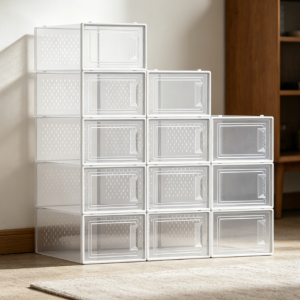 Transparent Stackable Plastic Shoe Box Set