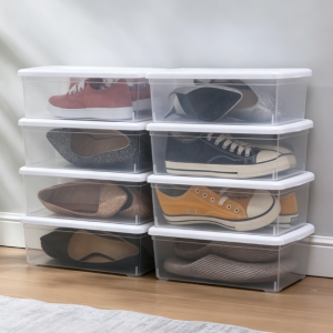 Transparent Stackable Plastic Shoe Box with Lid