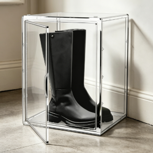 Extra-Large Transparent Shoe Box with Dividers and Magnetic Door
