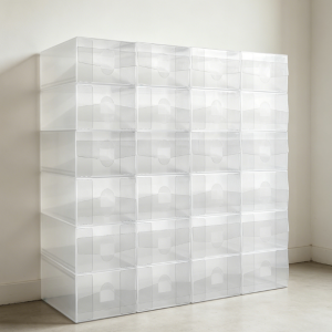 Collapsible Transparent Plastic Shoe Box Set