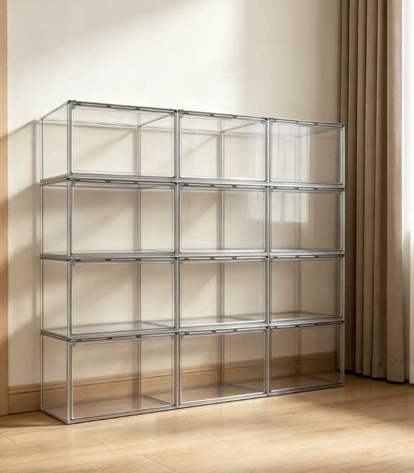 Black... Stackable Shoe Boxes with Magnetic Lids