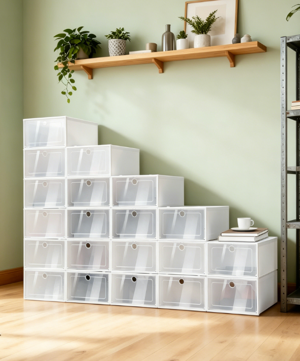 Transparent Foldable Shoe Box Set