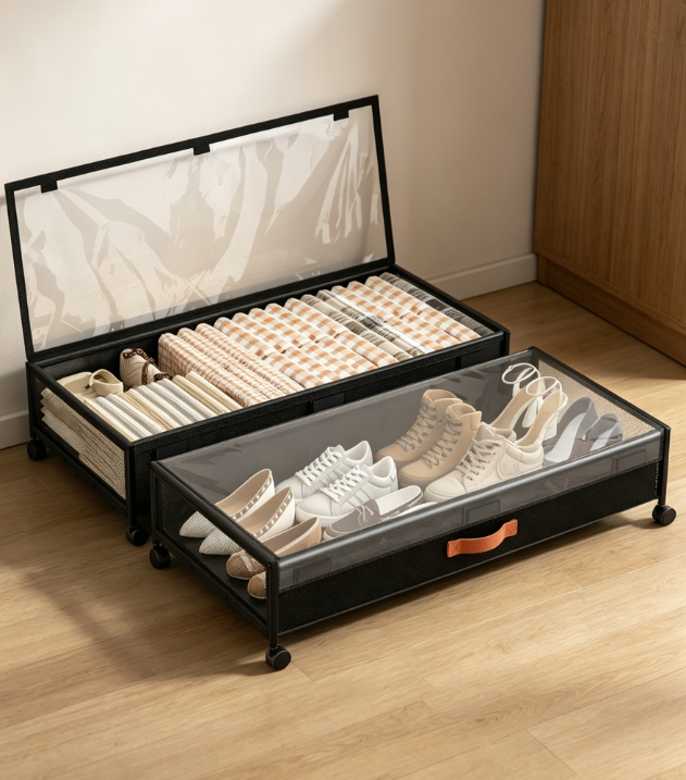 Under-Bed Shoe Storage Boxes with Wheels