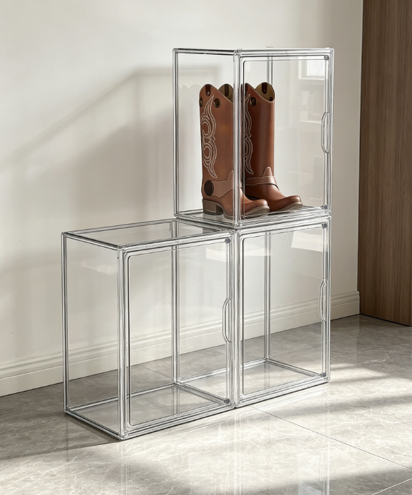Transparent Plastic Stackable Boot Storage Organizer