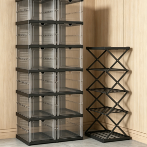 Foldable & Stackable Shoe Cabinet Organizer Set