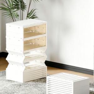 Foldable Multi-Tier Shoe Rack Organizer with Magnetic Doors